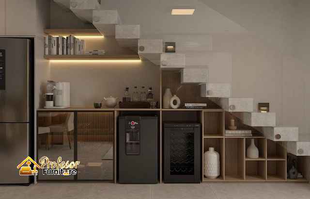 Kitchen set Jelambar Jakarta Barat, solusi cerdas dapur di bawah tangga jadi cantik
